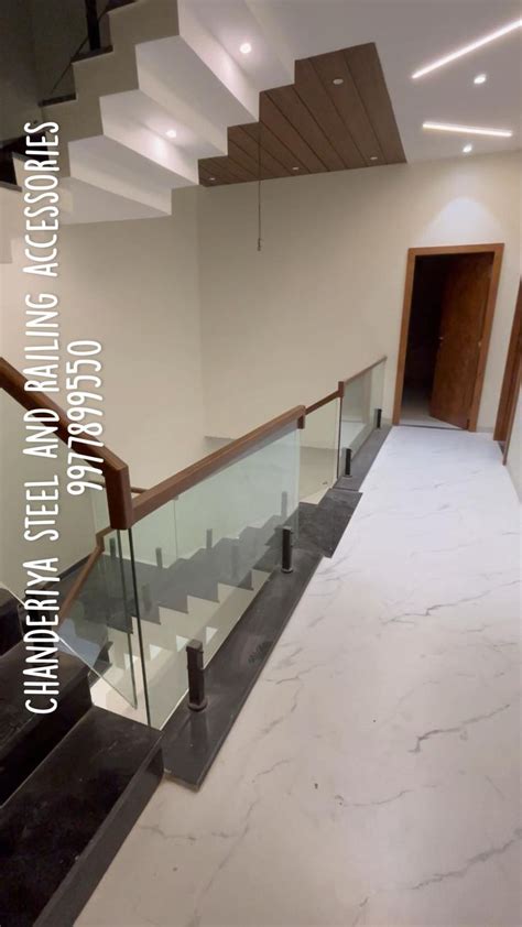 Glass handrail by Chanderiya steel and railing accessories 9977899550 ...