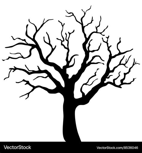 Tree black silhouette isolated on white background