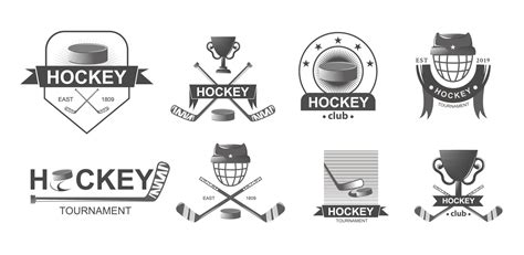 Hockey championship big set logos in monochrome style. Sport emblem ...