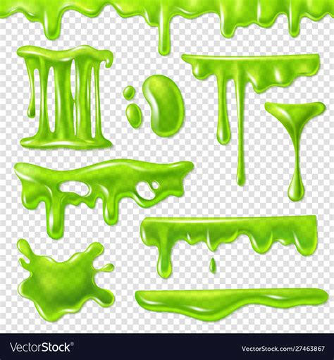 Realistic green slime slimy toxic blots goo Vector Image