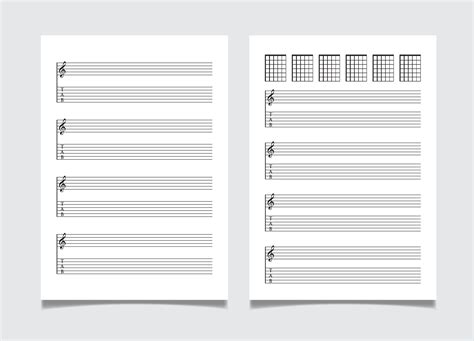 Grid paper music notation and tablature template for guitar, A4 size ...