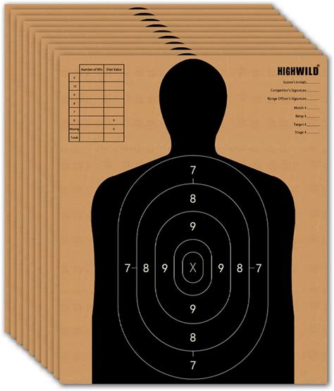 Amazon.com : Highwild 13" X 16" Cardboard Targets for Shooting, Torso ...