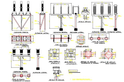 Electrical substation elevation and section layout file - Cadbull