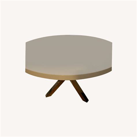 Modern White & Gold Dining Table - AptDeco