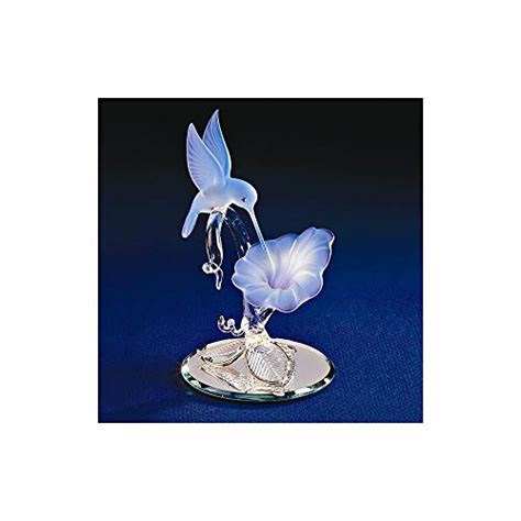 Glass Baron Hummingbird & Blue Flower Glass Figurine