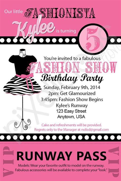 Download Fashion Show Birthday Party Invitations | Fashion birthday ...