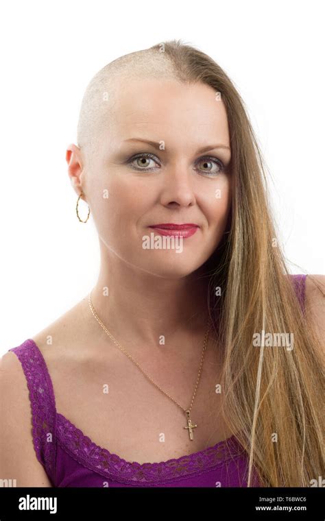 beautiful middle age woman cancer patient without hair Stock Photo - Alamy