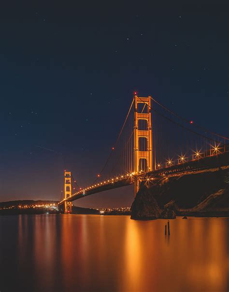 Royalty-Free photo: Golden Gate Bridge during night time | PickPik