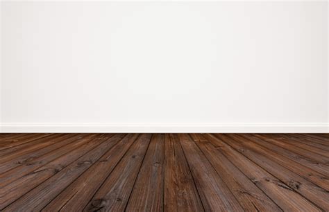 Dark Wood Floor With White Wall Background Stock Photo - Download Image ...