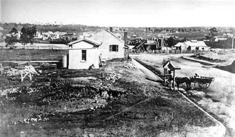 Early view of Brisbane, showing the construction of the first permanent ...