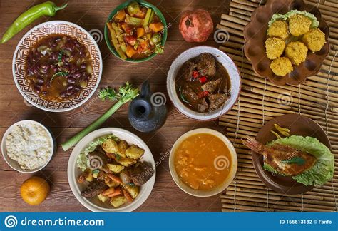 Chadian assorted cuisine stock photo. Image of lamb - 165813182