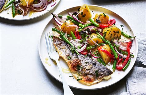 Grilled Sea Bass Fillets With Mediterranean Potato Salad Recipe | Sea ...