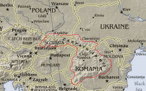 The Carpathian Mountains Map and Details