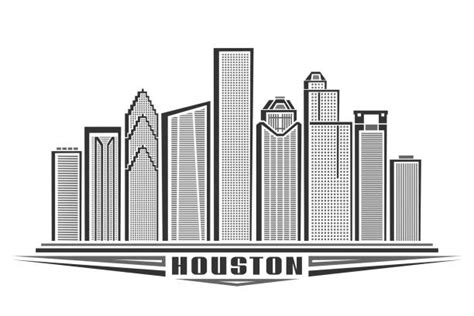 Houston Skyline Outline Drawing Illustrations, Royalty-Free Vector ...