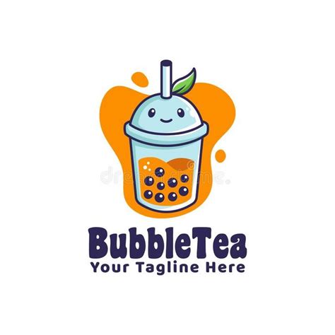 Illustration about Buble drink tea logo with leaf illustration cartoon ...