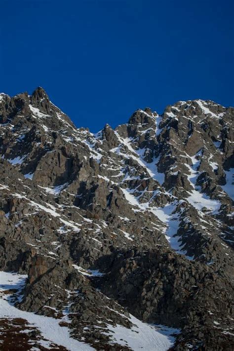 Rocky Slope of a Snow Covered Mountain · Free Stock Photo