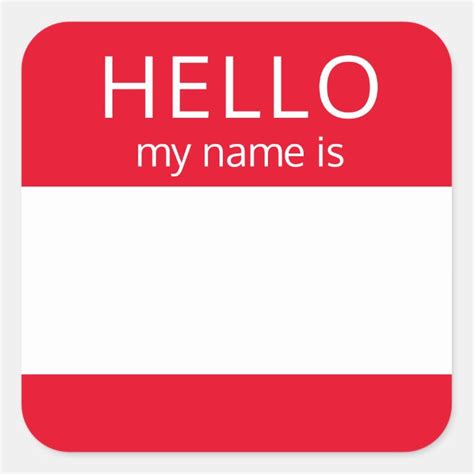 Blank Custom HELLO My Name Is Badge Square Sticker | Zazzle.com