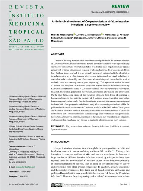 (PDF) Antimicrobial treatment of Corynebacterium striatum invasive ...