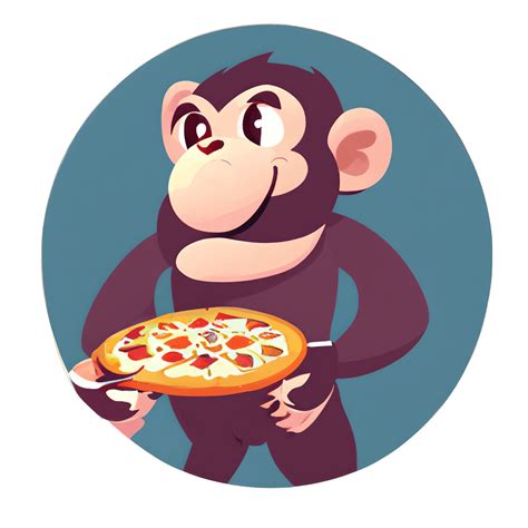 Valentine Monkey Eating Pizza · Creative Fabrica