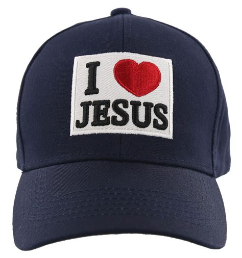 NEW! I LOVE JESUS CHRISTIAN BASEBALL CAP HAT NAVY - Men's Hats