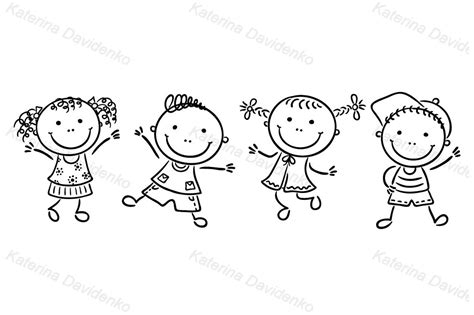 Little kids clipart, stick figure