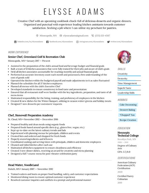 2022 Chef Resume Example Guide Myperfectresume - Riset