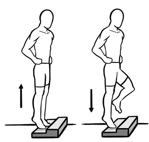 Calf raise off step – Single leg eccentric – exer-pedia