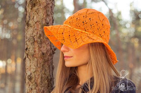 KNITTING PATTERN: Orange Knitted Cottonwool Summer Hat Knitted Sun Hat ...