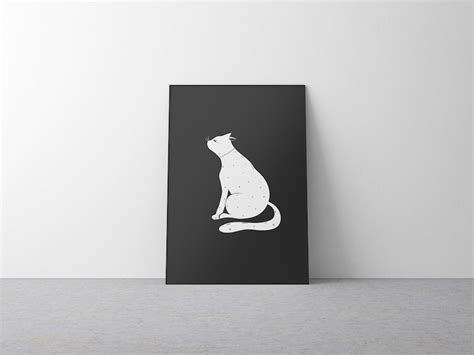 White and Black Cat Printable Poster Cat Wall Decor Animal - Etsy