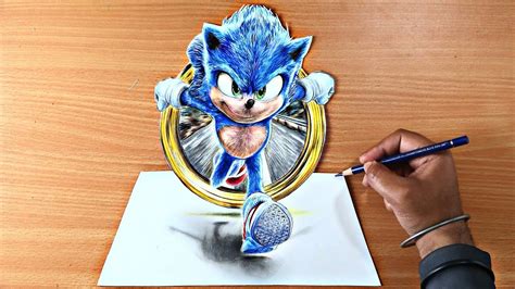 How to draw Sonic - 3D Drawing | Sonic The Hedgehog Movie 2020 - YouTube