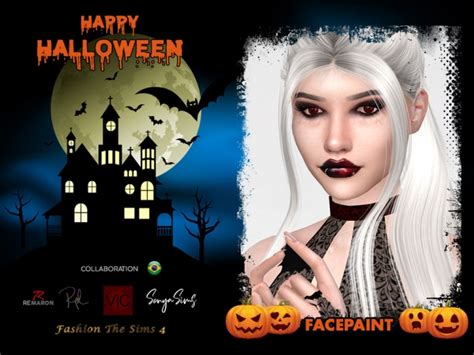 Halloween Vampire Face Paint by remaron at TSR » Sims 4 Updates