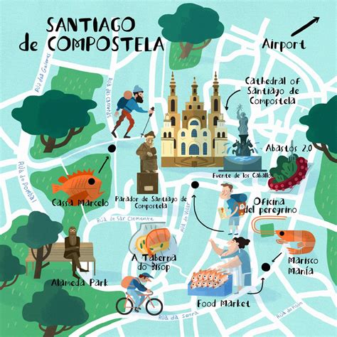 Steve McCarthy - Map of Santiago de Compostela | Carte illustrée de ...