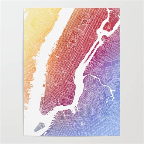 New York City Watercolor Map #4 Poster by mapLAB | Society6