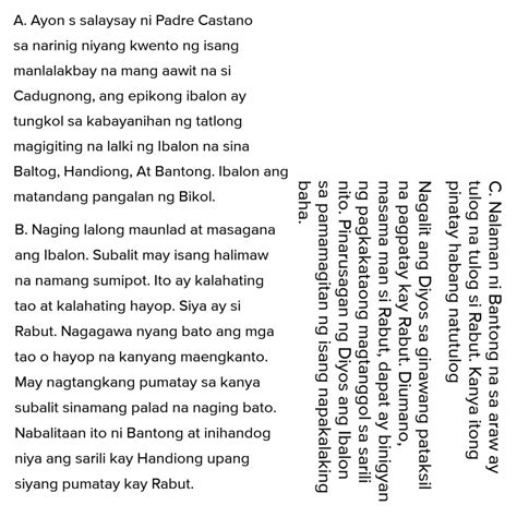 Gawain sa Pagkatuto Bilang 3: Basahin ang epikong Ibalon mula sa ...