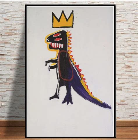 Jean Michel Basquiat Crown Dinosaur Street Graffiti Pop Art | Etsy