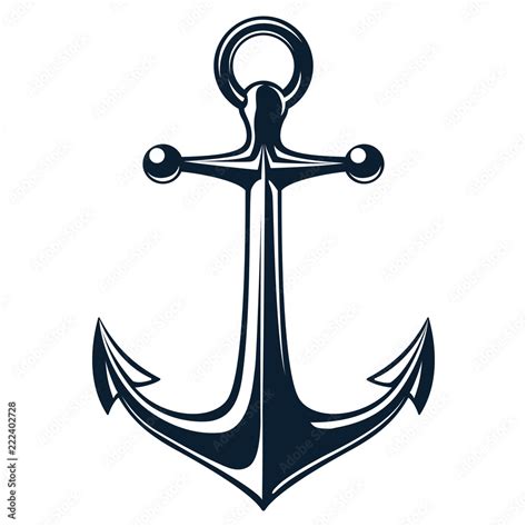 Vector illustration, monochrome sea anchor icon isolated on white ...