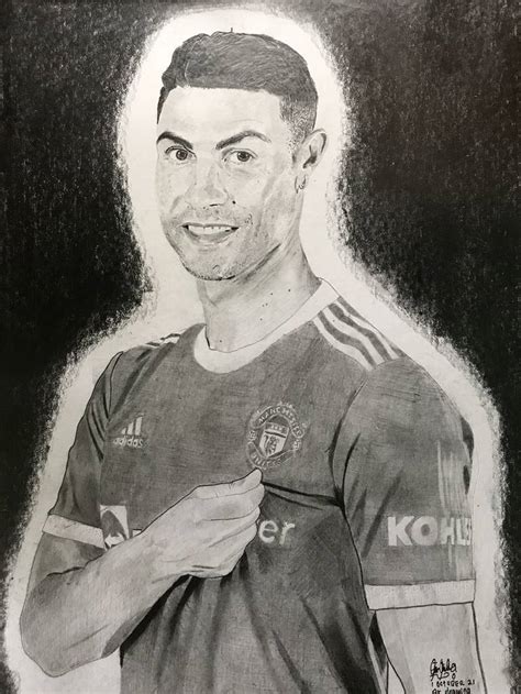 Cristiano Ronaldo x Manchester United - 27x37.8cm Original Pencil ...