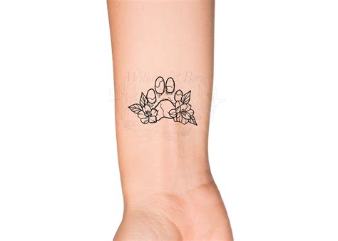 Floral Feminine Paw Print Temporary Tattoo Wildflower Pet - Etsy