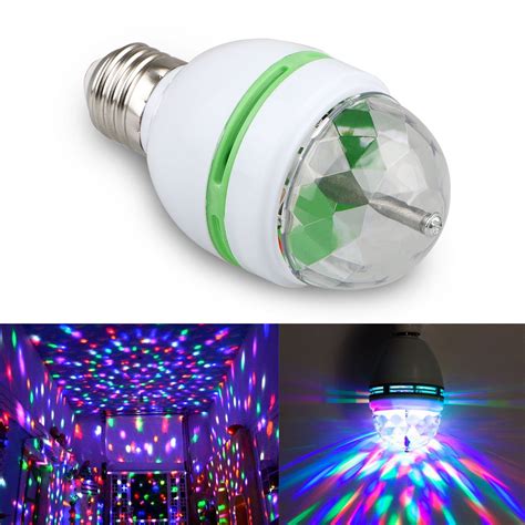 YUNDAP Disco Ball Lights, 3W E27 RGB Crystal Ball Auto Rotating LED ...