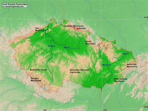 Czech Republic Physical Map - A Learning Family