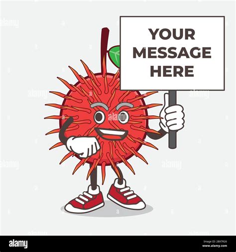 An illustration of Rambutan Fruit cartoon mascot character with board ...