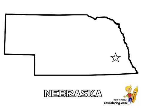 Nebraska State Map Outline Sketch Coloring Page | Nebraska state ...