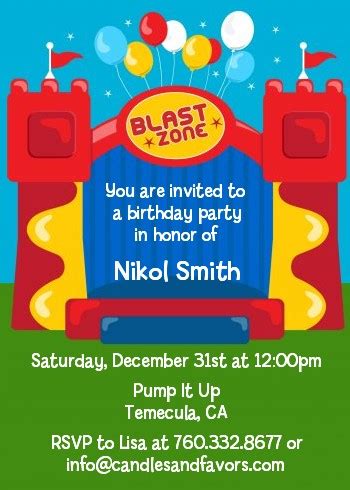 Bounce House Birthday Party Invitations | Candles and Favors