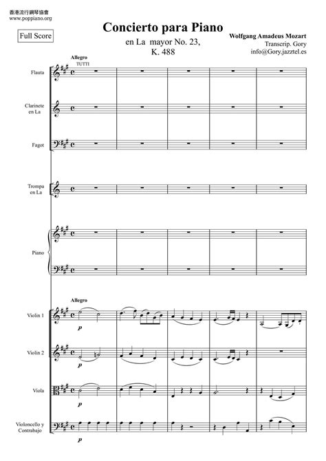 Mozart-Piano Concerto No. 23 In A Major, K. 488 Sheet Music pdf, - Free ...