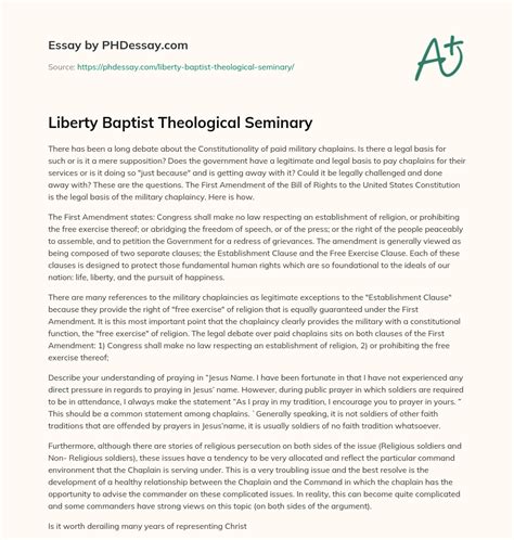 Liberty Baptist Theological Seminary - PHDessay.com