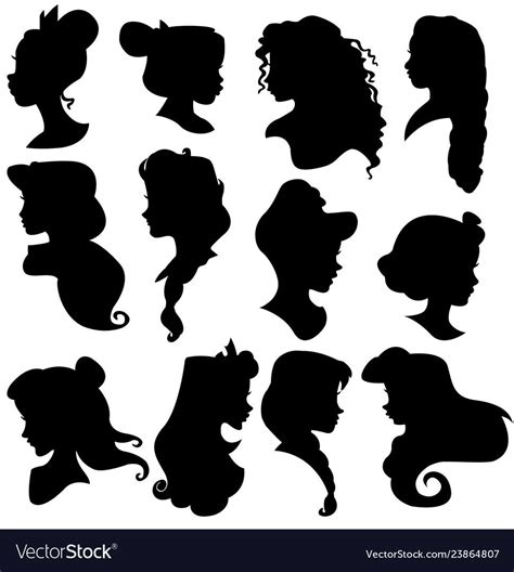 12 Famous Princesses silhouettes set vector. Download a Free Preview or ...