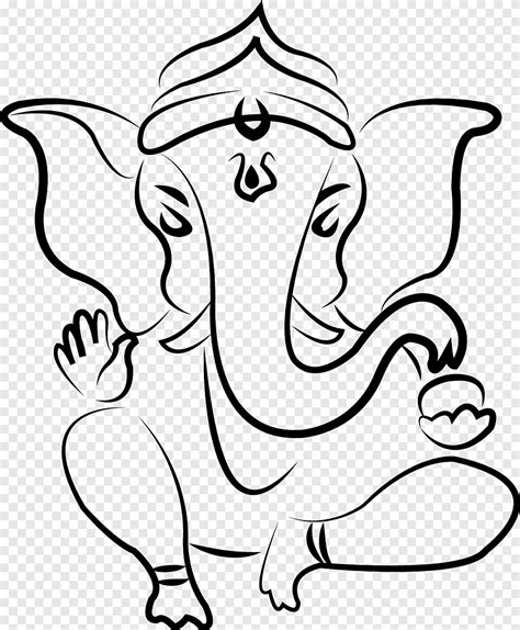 Ganesha Parvati Drawing Deity Sketch, ganesha, white, mammal png | PNGEgg