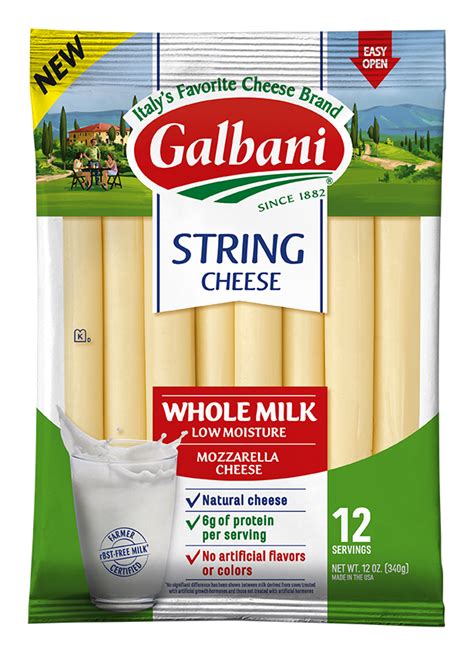 Whole Milk Mozzarella String Cheese | Galbani Cheese | Authentic ...