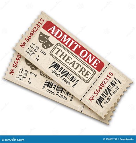 Theater Tickets in Retro Style. Admission Tickets Isolated on White ...