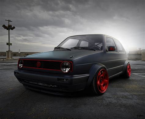 HD wallpaper: matte black Volkswagen Golf MK2 3-door hatchback, car ...